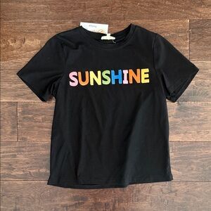 Hayden Girls Black Tee with Multicolor 'SUNSHINE' Design